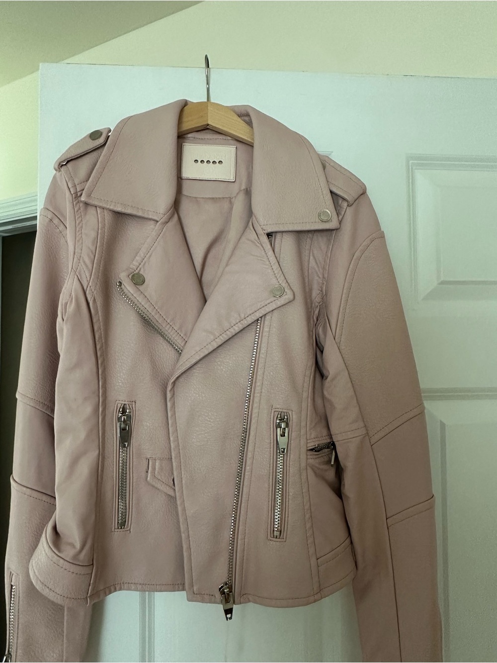 Brunello Cucinelli Blush Pink Leather Moto Jacket